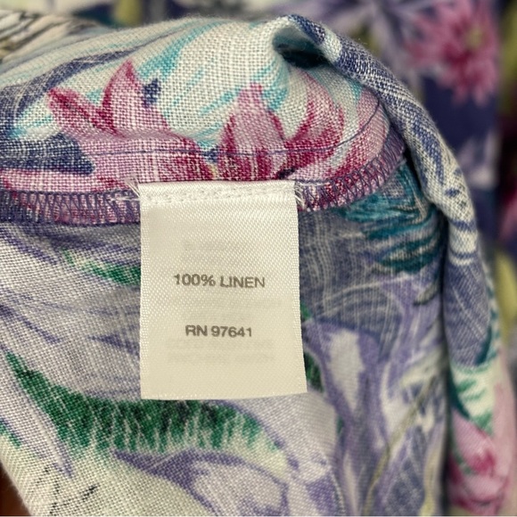 J. Jill Love Linen Purple Floral Shift Dress Size Petite Large 100% Linen - Picture 6 of 8